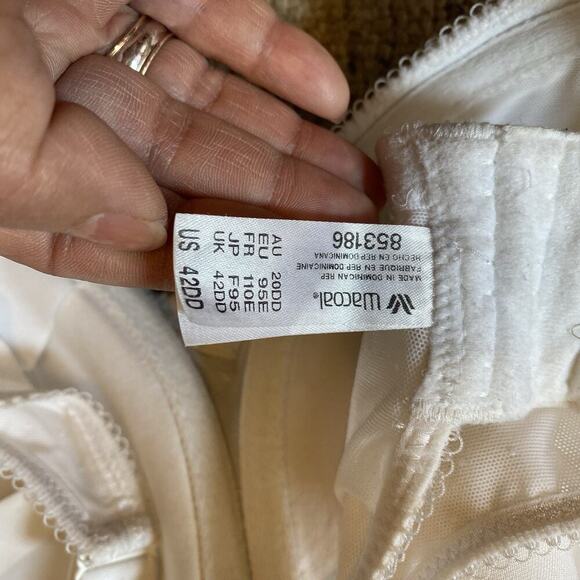 Wacoal SZ 42DD 853186 Retro T-shirt Bra Full Coverage Underwire White Lace - Picture 3 of 6